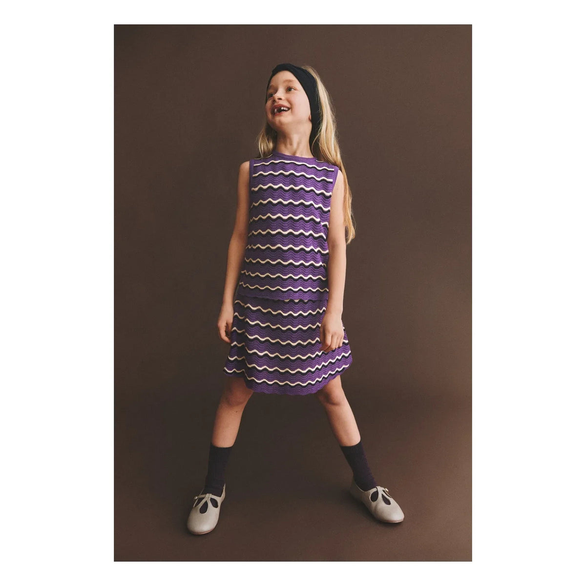 FUB - Merino Wool "Waves" Openwork Skirt | Purple
