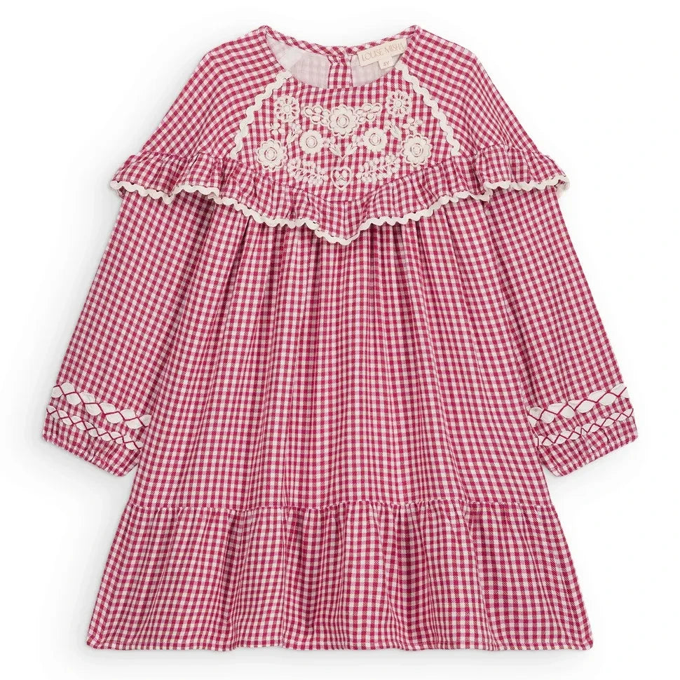 Louise Misha - Orana Dress Organic cotton gingham | Framboise