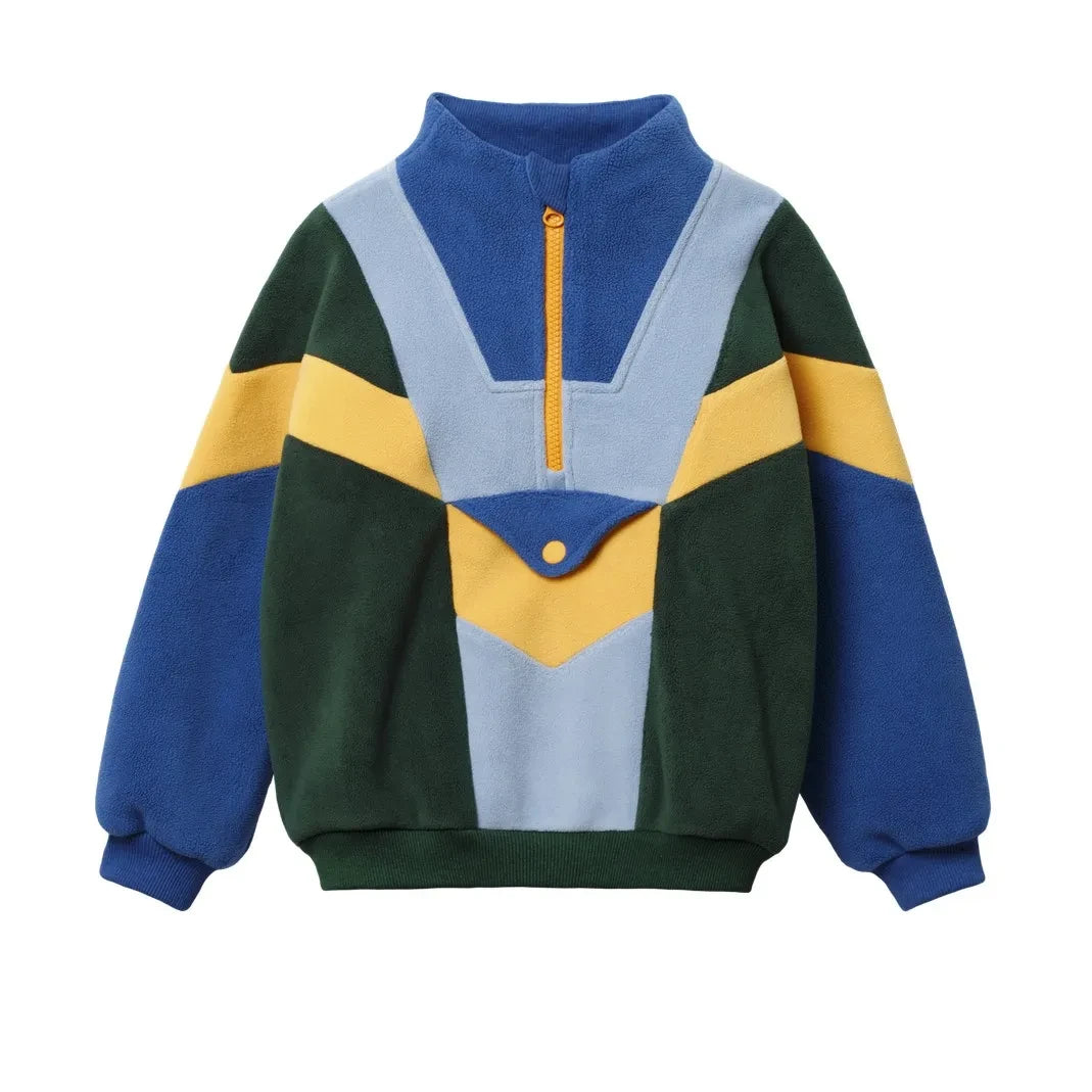 Goldie + Ace - Colorblock Polar Zip-up Sweatshirt | Forest Green