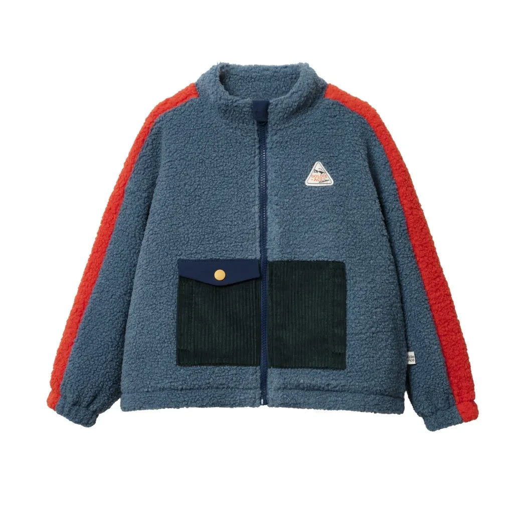 Goldie + Ace - Retro Sherpa Style Coat | Blue