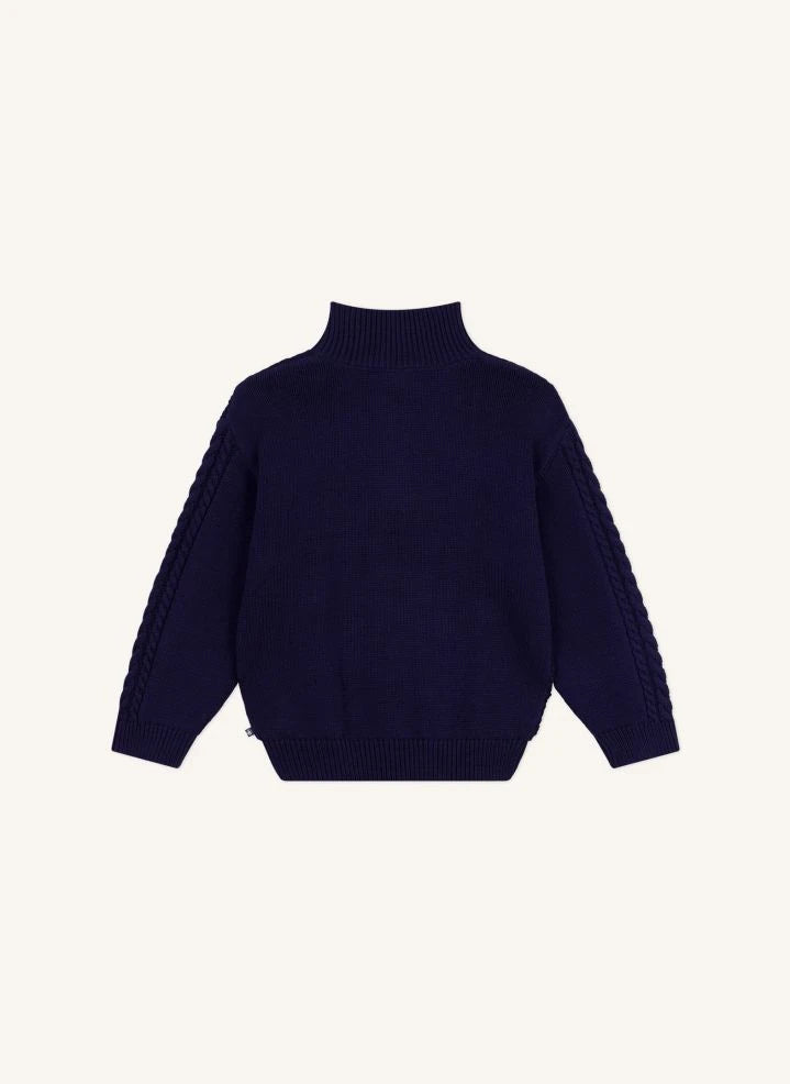 Petit Bateau - Organic cotton cable knit sweater | Navy