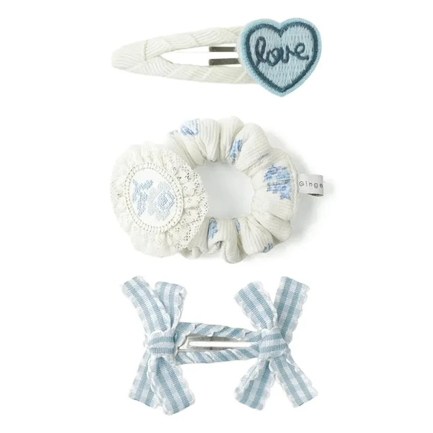 Gingersnaps - Set of 3 Celeste Hair Clips | Blue