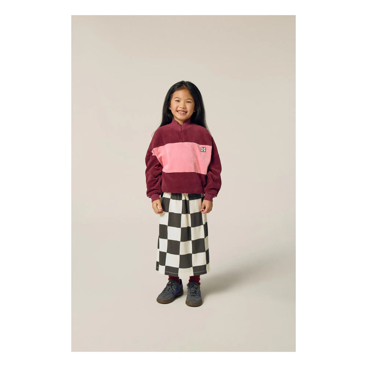 The Campamento - Colour-Block Velvet Logo Sweatshirt | Burgundy