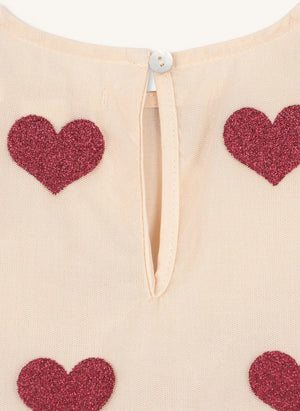 Konges Sløjd - Heart-Detail Recycled Fiber Tulle Dress | Ecru