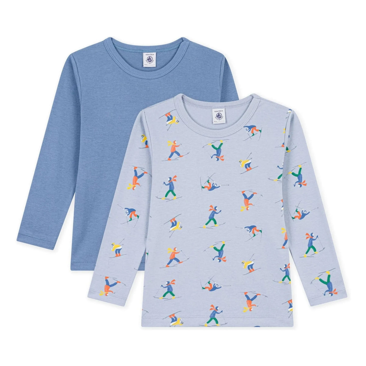 Petit Bateau - 2-Pack Organic Cotton Ski T-Shirt Set | Blue