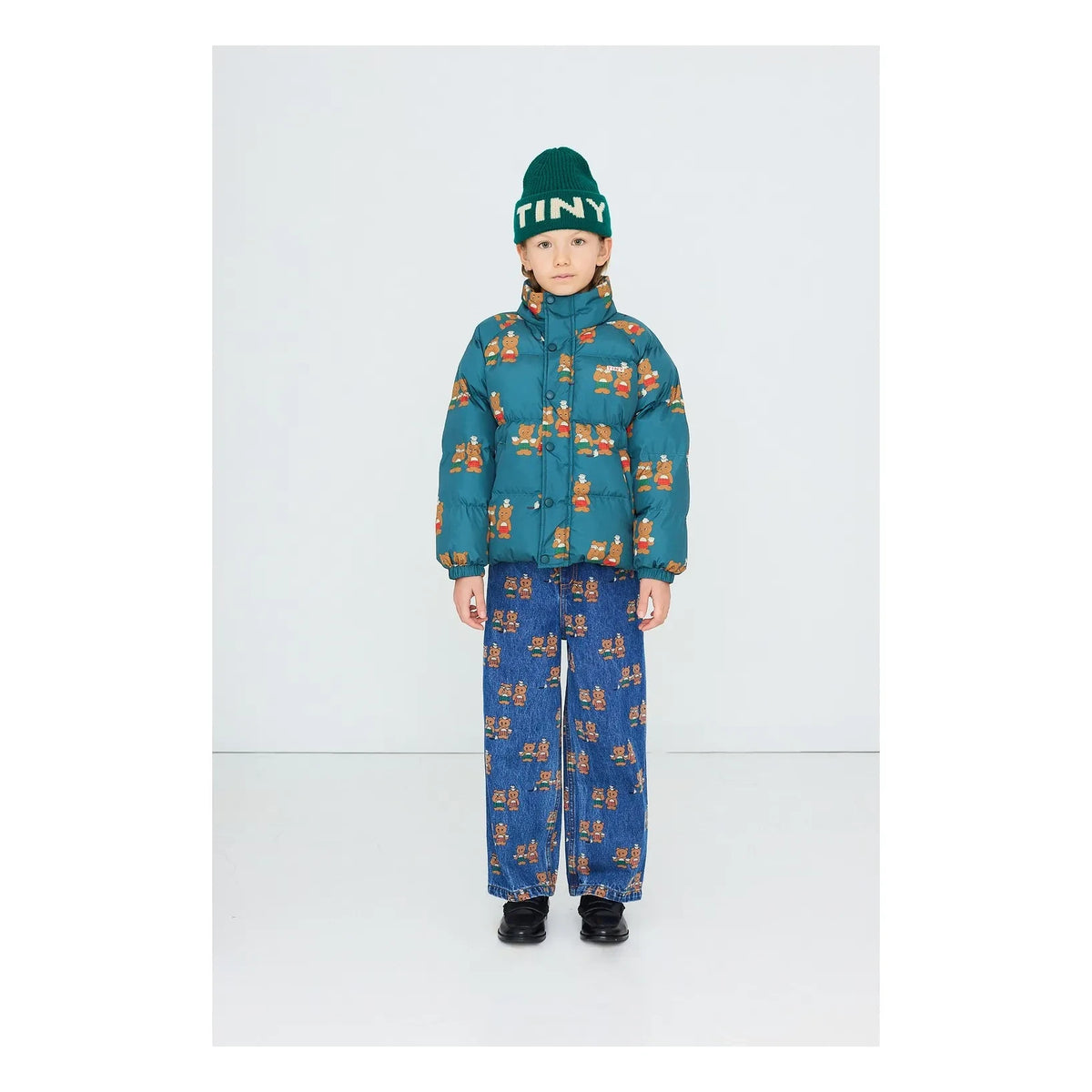 Tinycottons - Teddy Bear Puffer Jacket | Petrol Blue