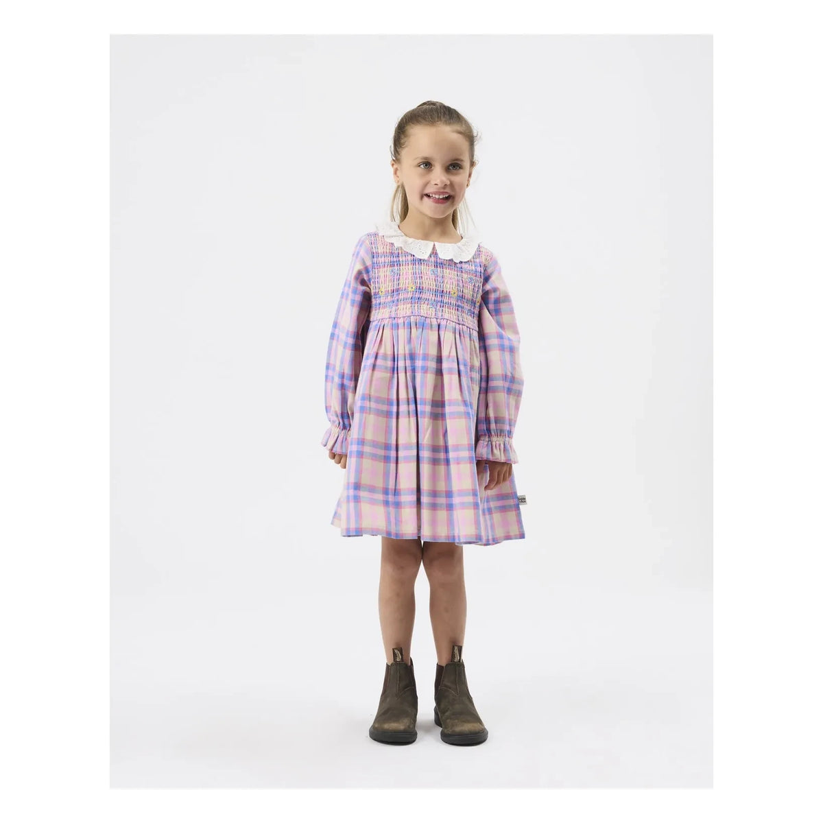 Goldie + Ace - Ruched Check Dress | Pink