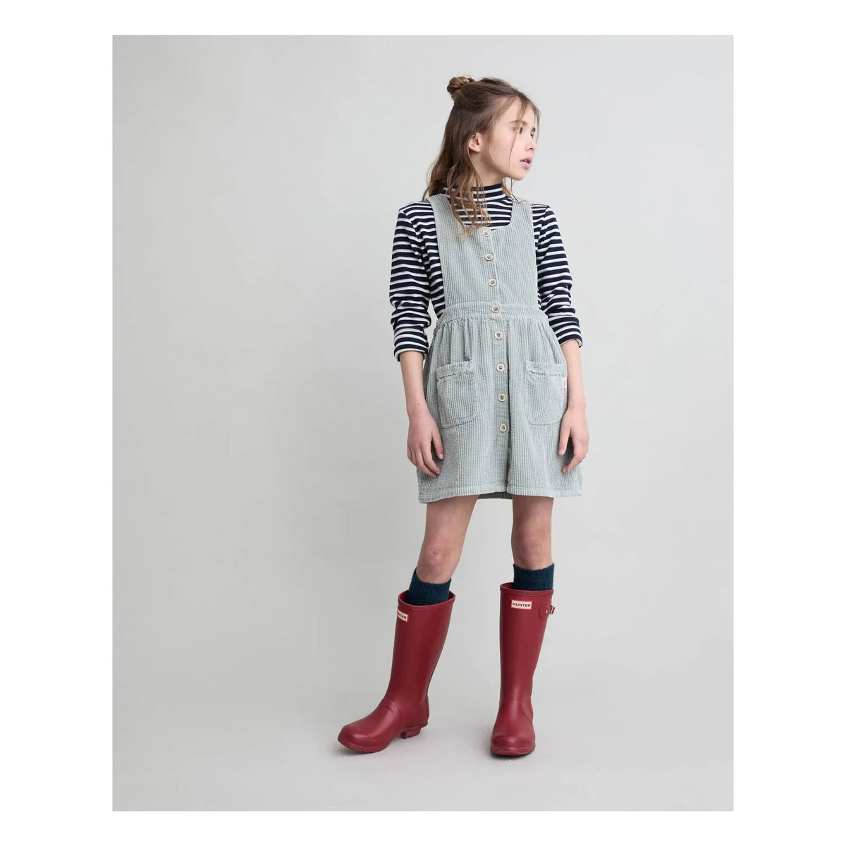 Búho - Velvet Button Dress | Eucalyptus