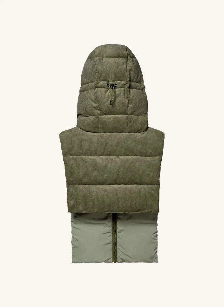 Fudoon - Reversible Velvet Hooded Padded Jacket | Khaki