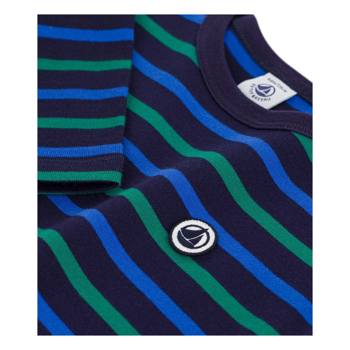 Petit Bateau - Striped T-Shirt with Badge | Blue