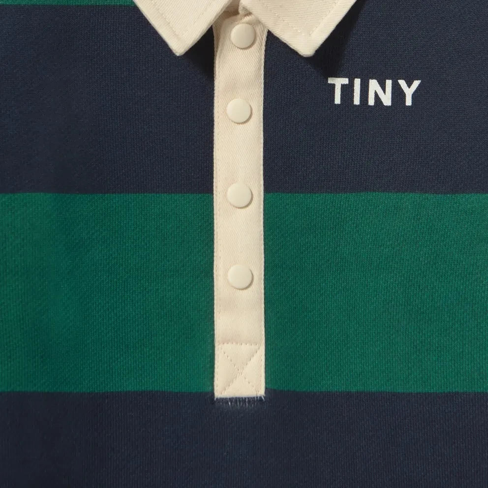 Tinycottons - Organic Cotton Striped Polo Romper | Green