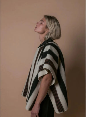 La Méricaine - Blackfeet Recycled Wool Long Poncho | Ecru