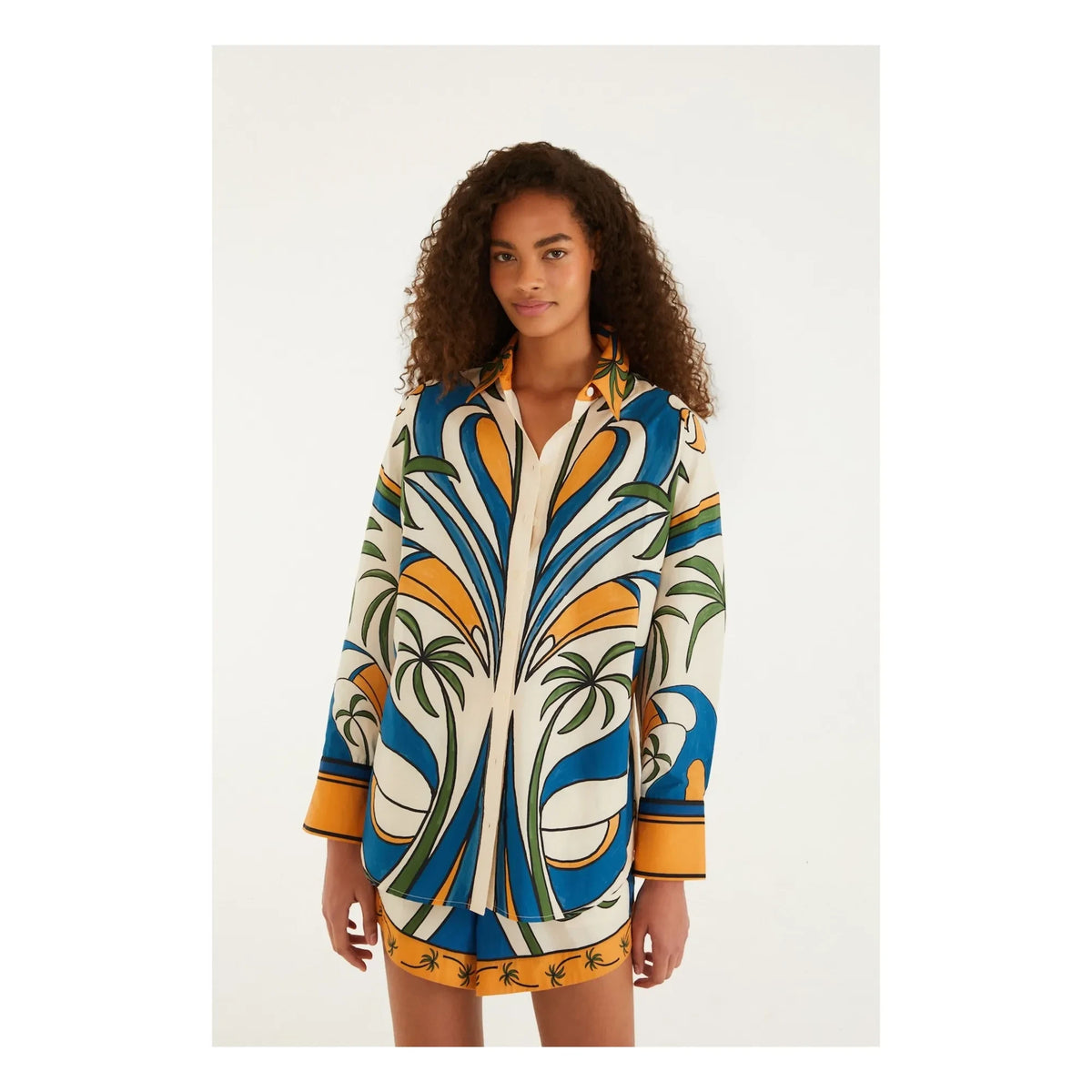 Farm Rio - Tropical Graphic Cotton Shirt | Ecru