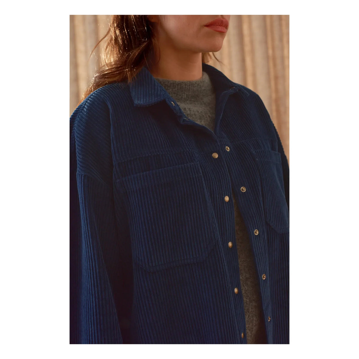 Marlot Paris - Paola Velvet Shirt Jacket - Women's Collection | Navy