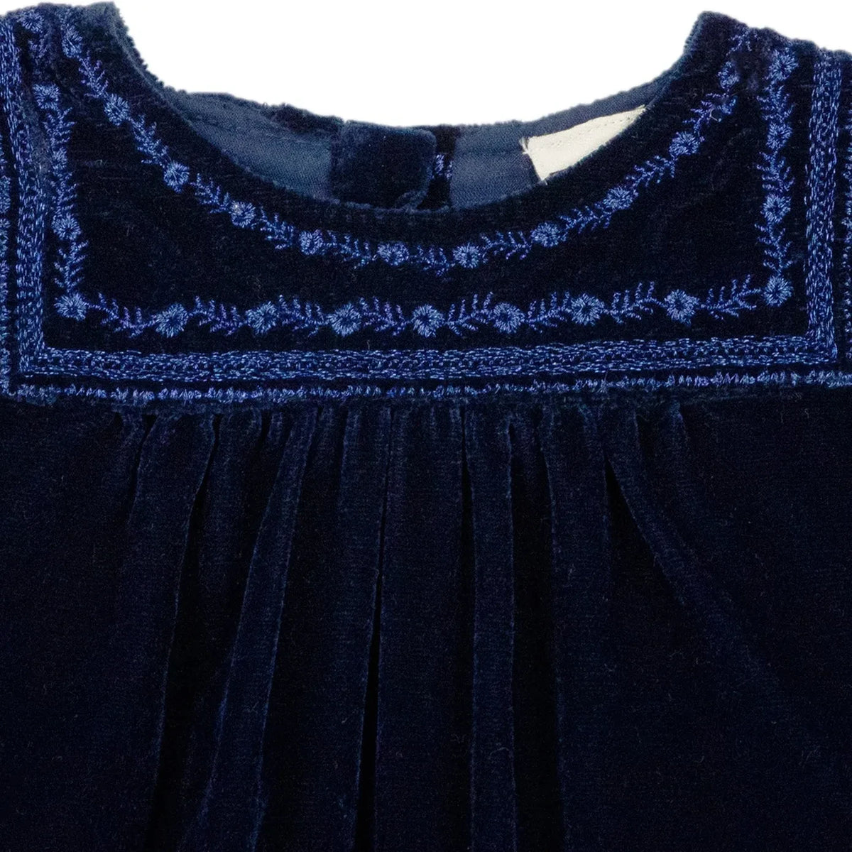 Bonton - Pimousse Velvet Embroidered Dress | Navy