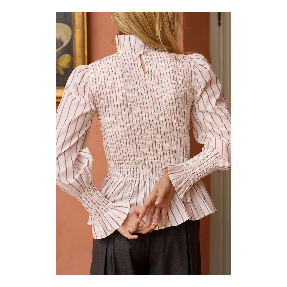 Maria de la Orden - Striped Aleria Cotton Blouse | Cream