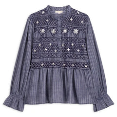 Louise Misha - Ileana Organic Cotton Blouse | Indigo