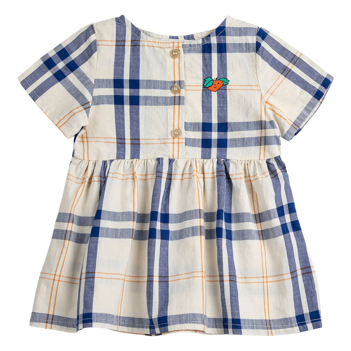 Bobo Choses - Tartan Organic Cotton Baby Dress | Ecru