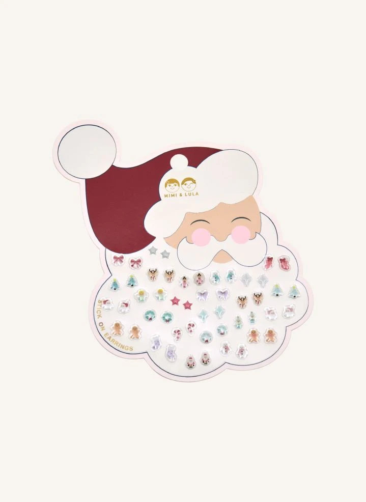 Mimi & Lula - Stick-On Santa Earrings | White
