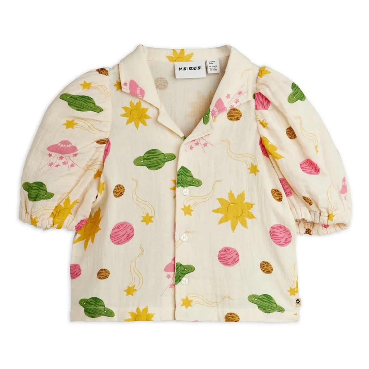 Mini Rodini - Espace Blues Organic Cotton Gazlı Beige | Ecru