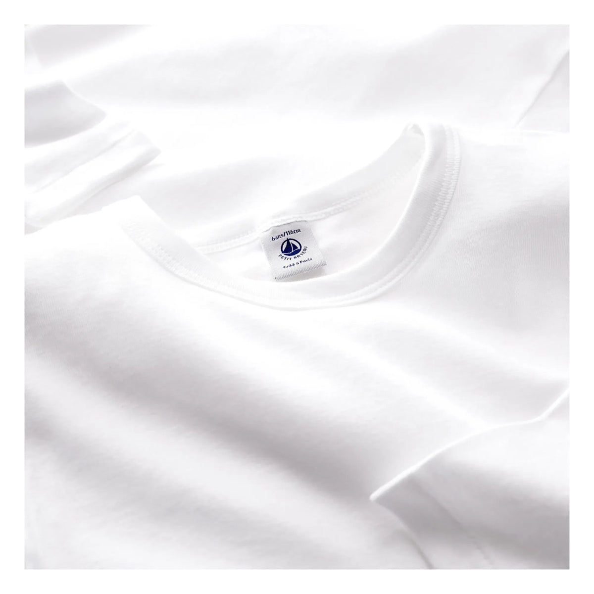 Petit Bateau - 2-Pack Organic Cotton Long Sleeve T-Shirt Set | White