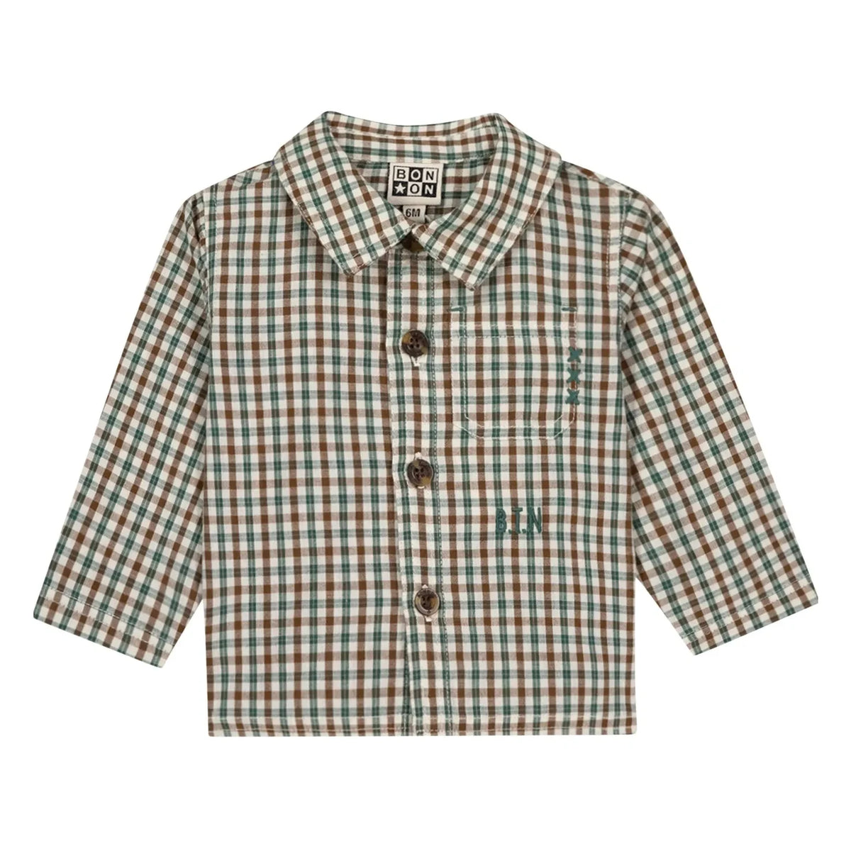 Bonton - Paf Checkered Baby Shirt | Green