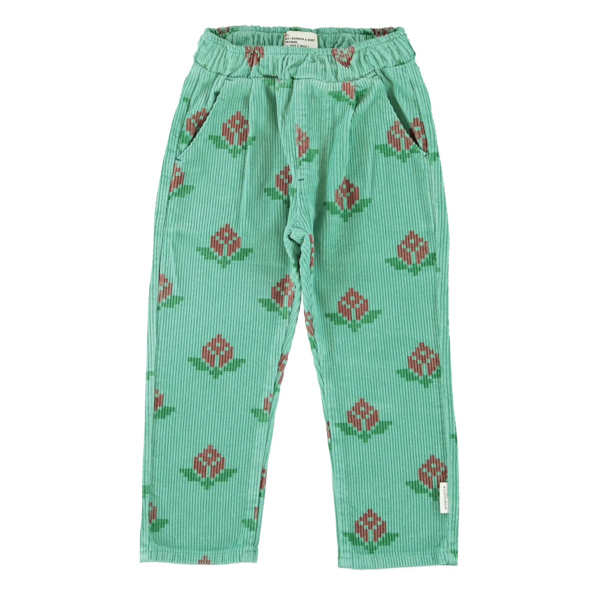 Piupiuchick - Organic Cotton Velvet Floral Trousers | Green
