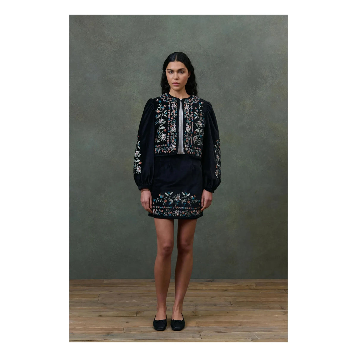 Louise Misha - Mae Velours Skirt - Women’s Collection | Black
