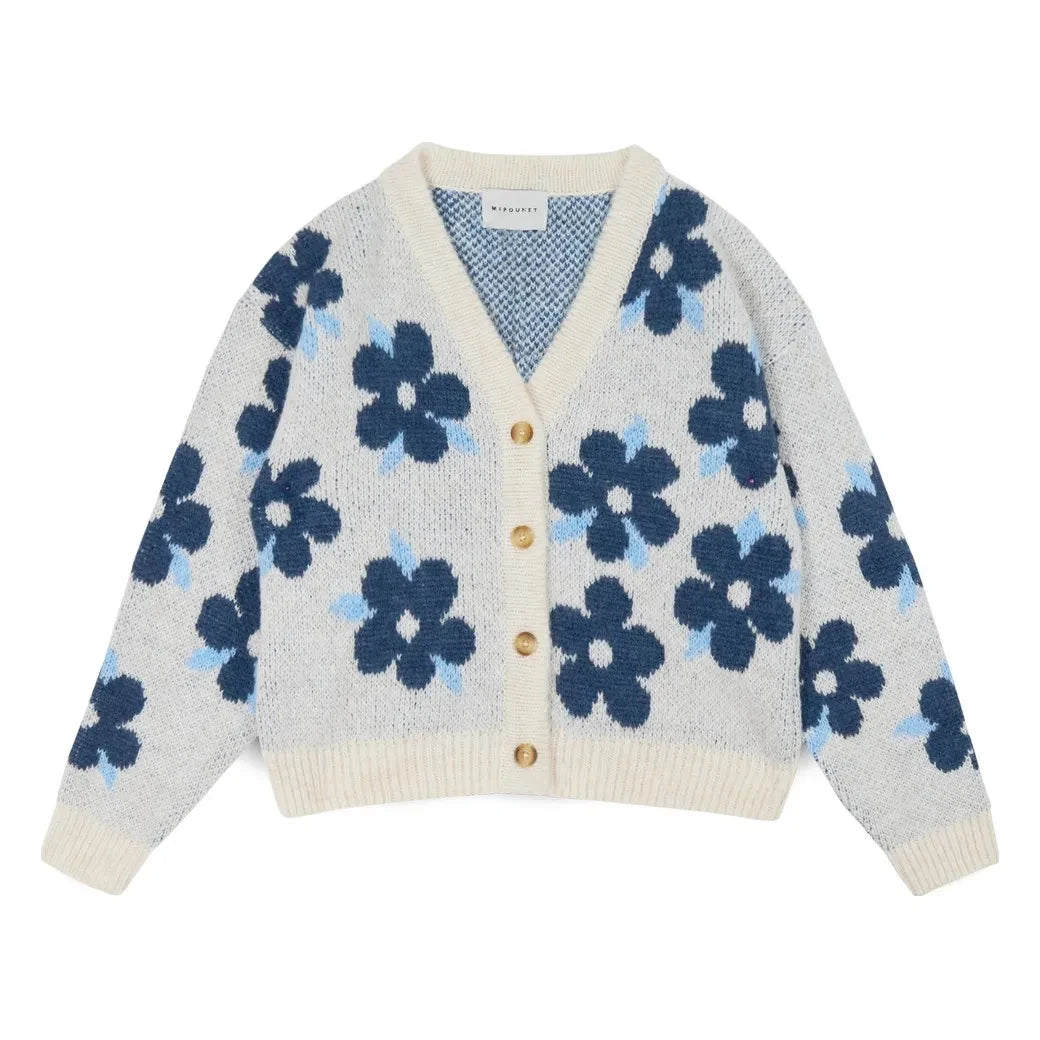 Mipounet - Viviana Floral Pattern Cardigan | Blue