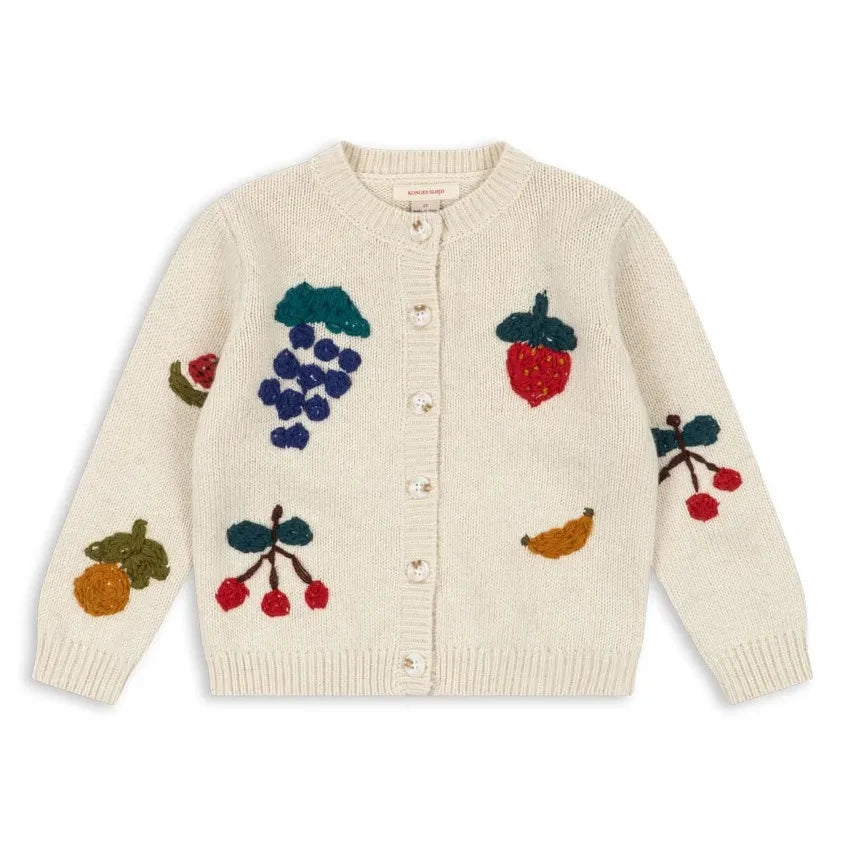 Konges Sløjd - Fruit-Embroidered Wool Cardigan | Ecru