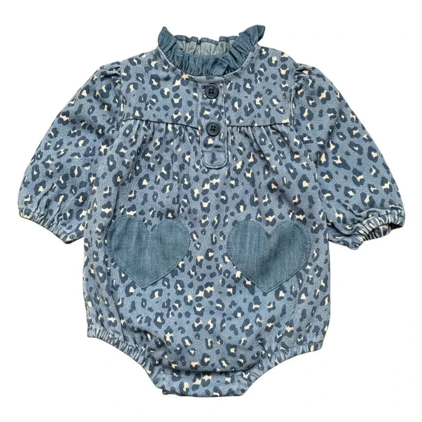 Louis Louise - Sylvette Leopard Denim Jumpsuit | Light Blue