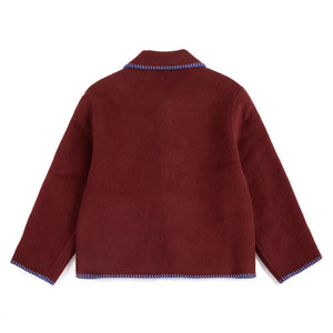 Bobo Choses - Wool Owl Coat | Burgundy
