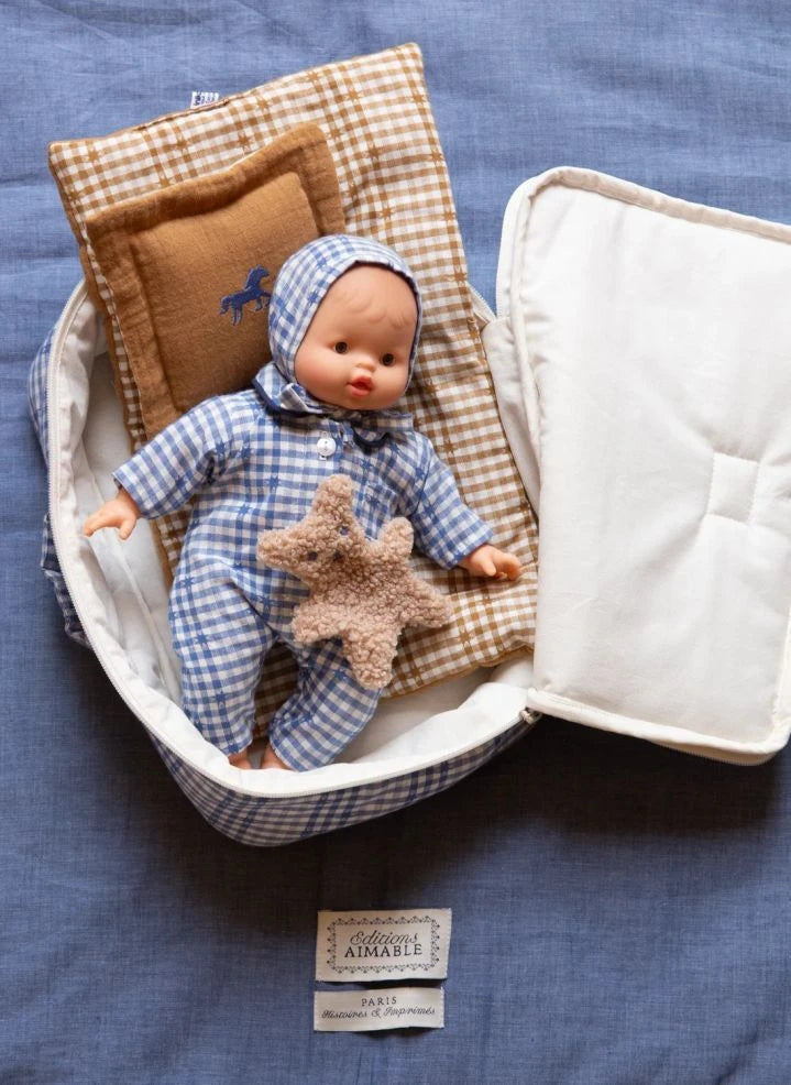 Minikane - Vintage Suitcase: "The Cowboy and the Star," Editions Aimable x Minikane | Blue Vichy Cotton