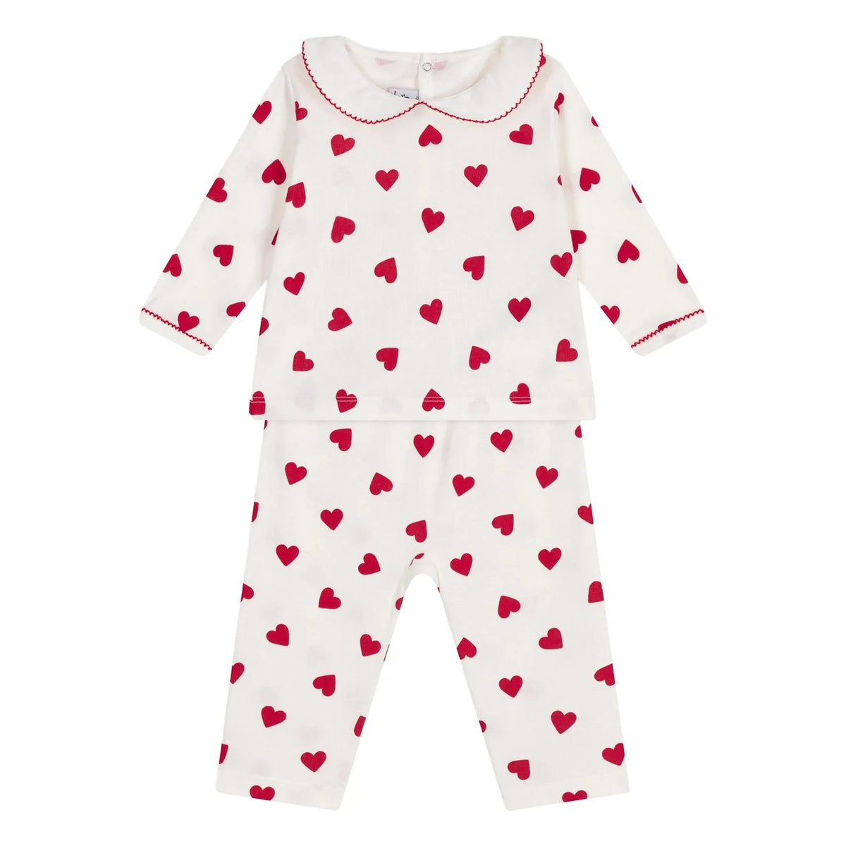 Petit Bateau - Collar Heart Organic Cotton Pajamas | White