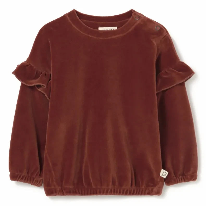Cozmo - Heidi Velvet Organic Cotton Sweatshirt | Dark Red