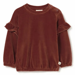 Cozmo - Heidi Velvet Organic Cotton Sweatshirt | Dark Red