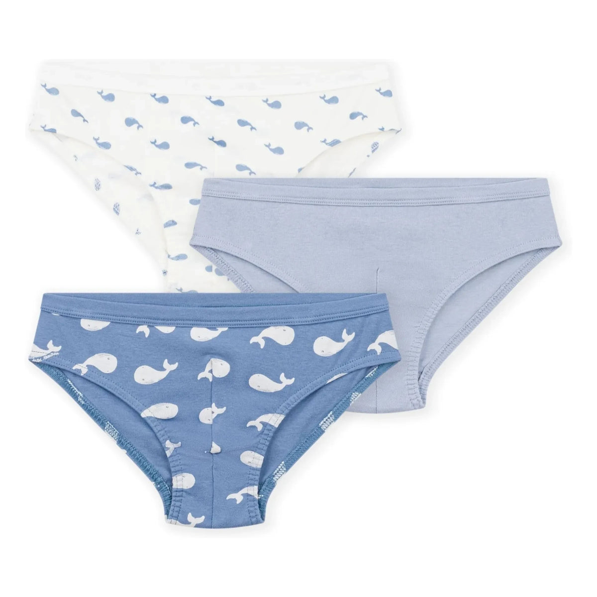 Petit Bateau - Set of 3 Organic Cotton Whale Print Briefs | Blue
