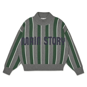 Main Story - Organic Cotton Striped Logo Sweatshirt | Gray