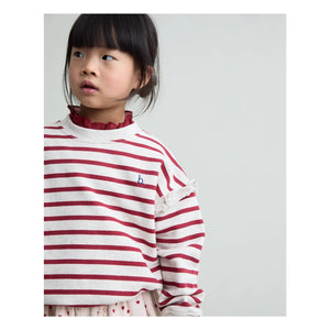 Búho - Striped organic cotton sweatshirt | Cherry red