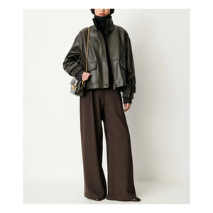 Sessùn - Alvann Leather Jacket | Dark Khaki