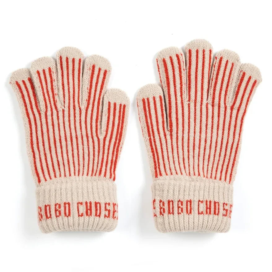 Bobo Choses - Recycled Fiber Striped Gloves | Red