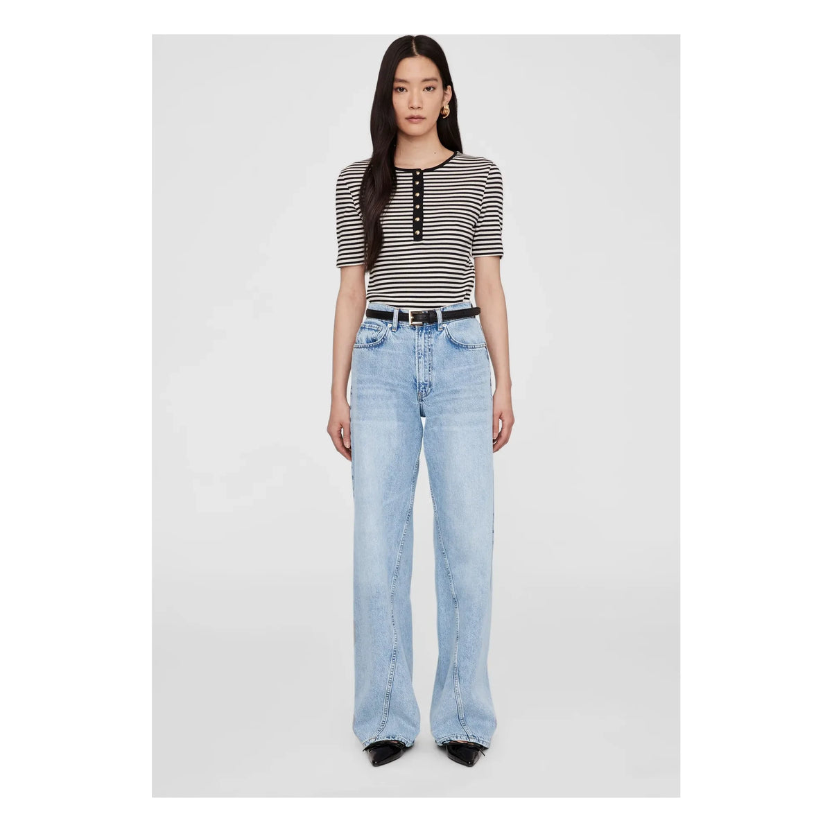 Anine Bing - Alessia Striped T-Shirt | Black