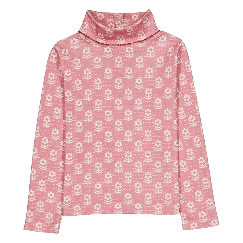 Hello Simone - Twiggy Floral Print Organic Cotton Turtleneck | Pink