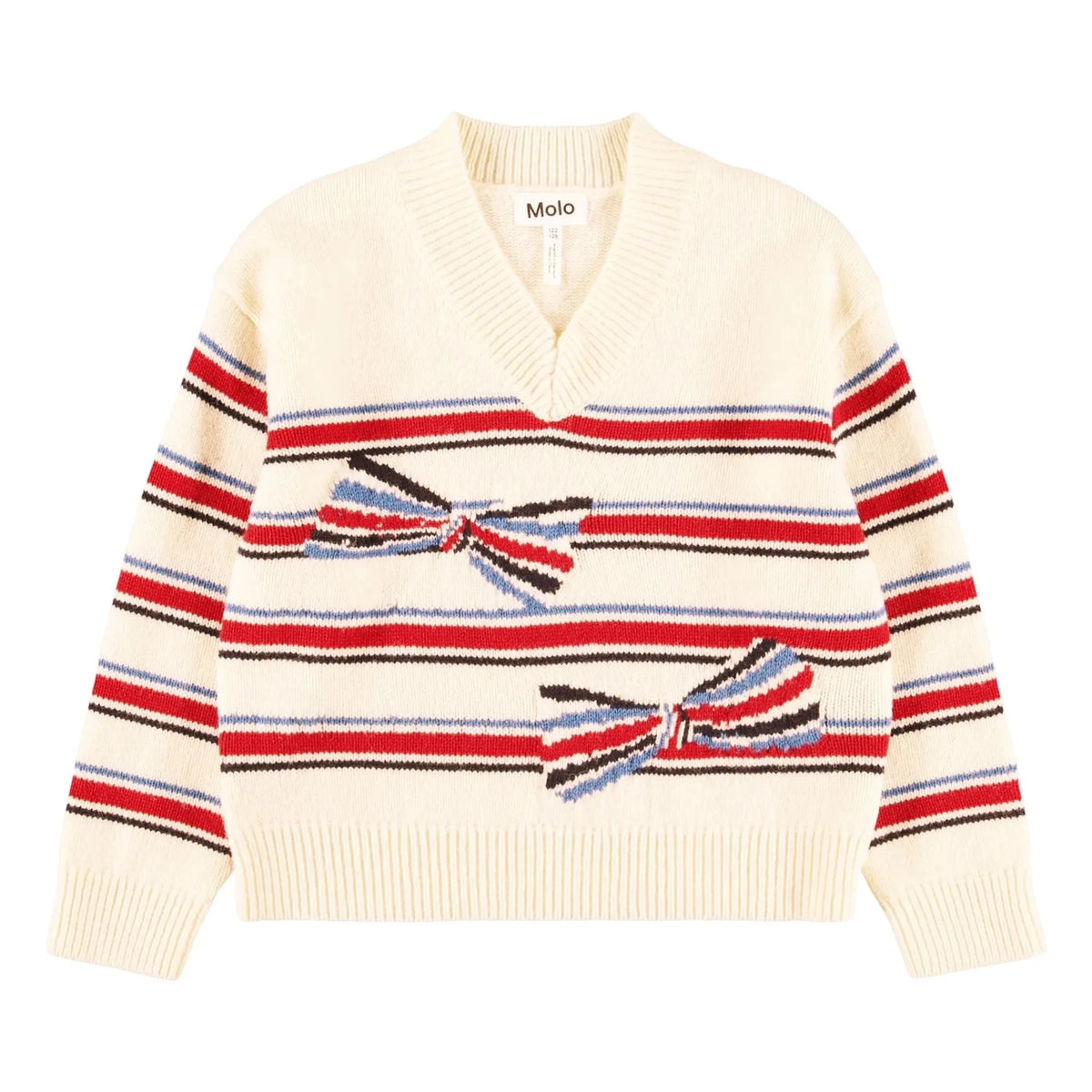 Molo - Gwenda Striped Knot Wool Sweater | White