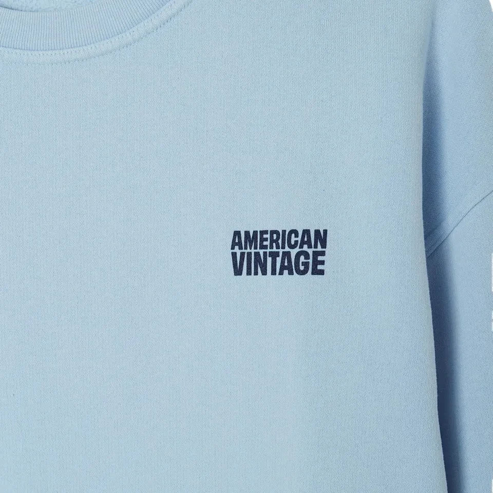 American Vintage - Plizzy Round Neck Sweatshirt | Light Blue