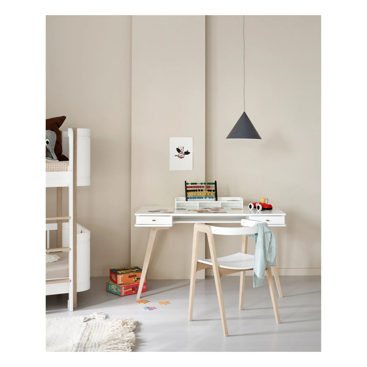Oliver Furniture - Wooden Table and Chairs, 66 cm | White