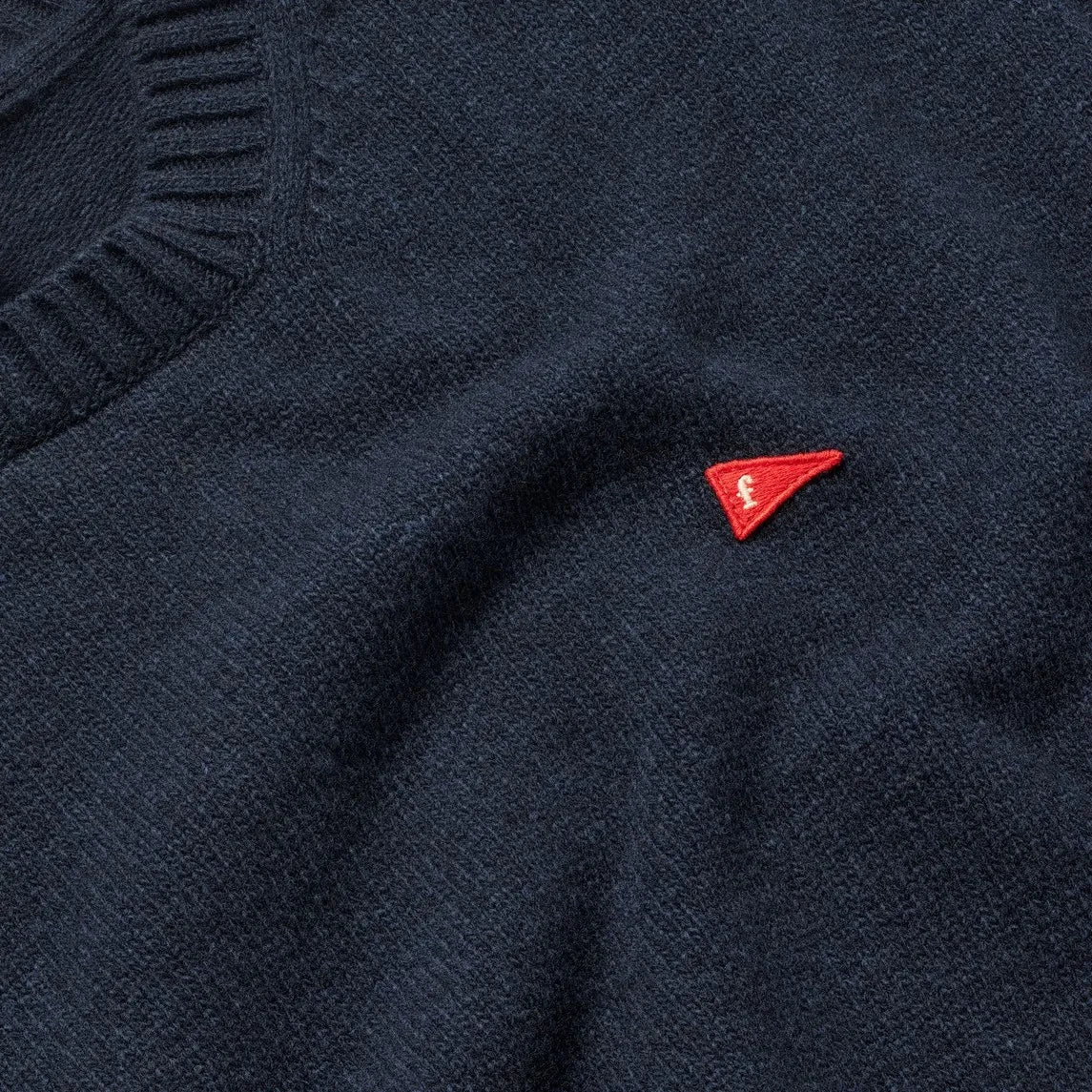 Forét - Flag Patterned Wool Sweater | Navy Blue