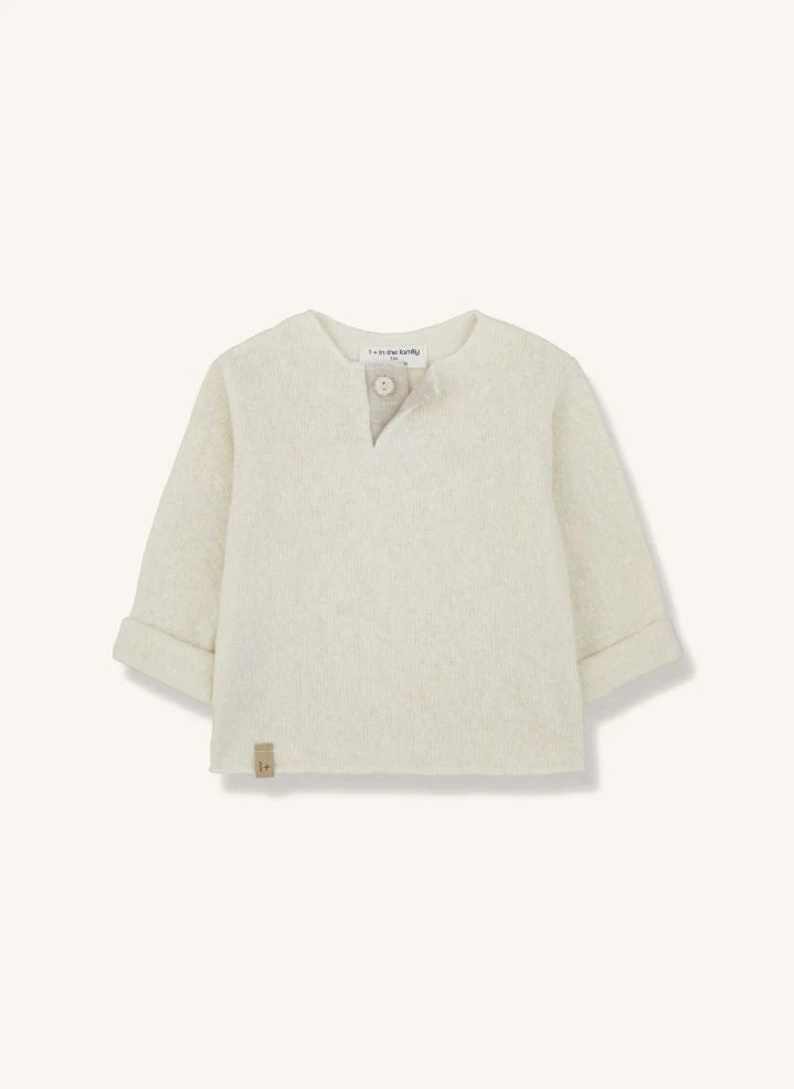 1+ in the family - Mateu Fleece and Linen T-shirt | Ecru