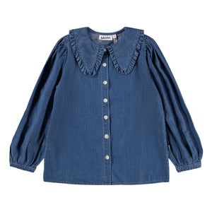 Molo - Robbin Denim Collared Blouse Organic Cotton | Blue