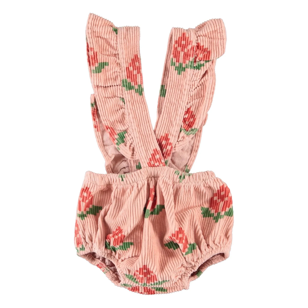 Piupiuchick - Organic Cotton Velvet Floral Strapless Bloomers | Pink